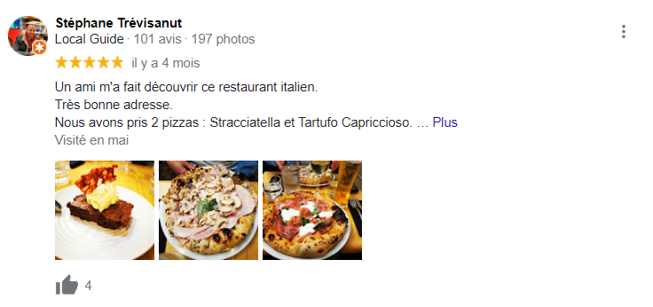 Avis Google sur la pizzeria Poggetti a Bordeaux sur son gout